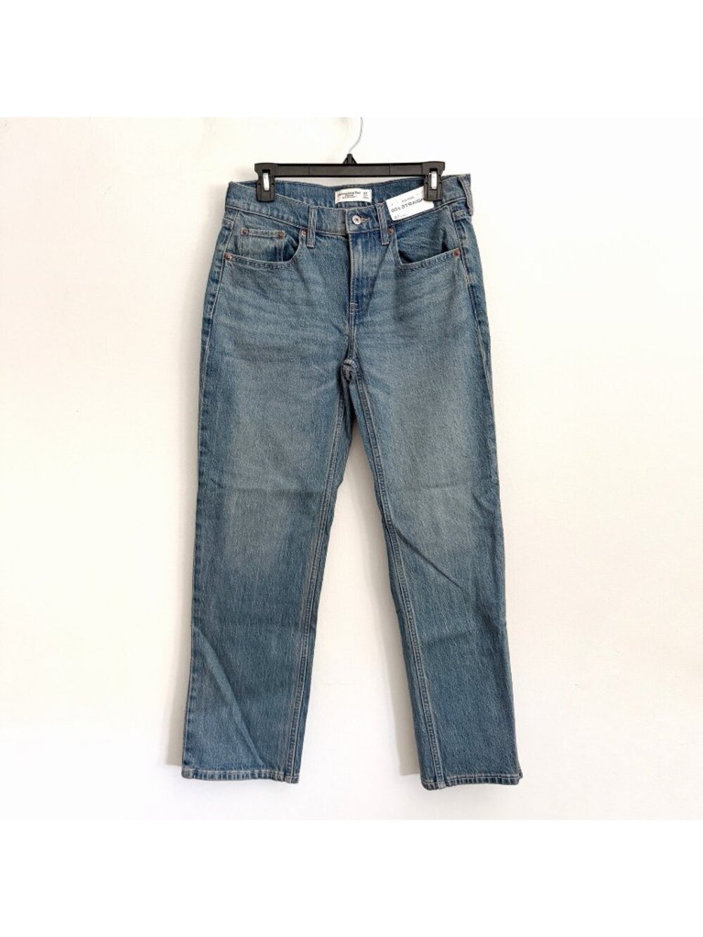 NEW Abercrombie & Fitch Medium Blue Mid Rise 90s Straight Jeans Women’s Size 27